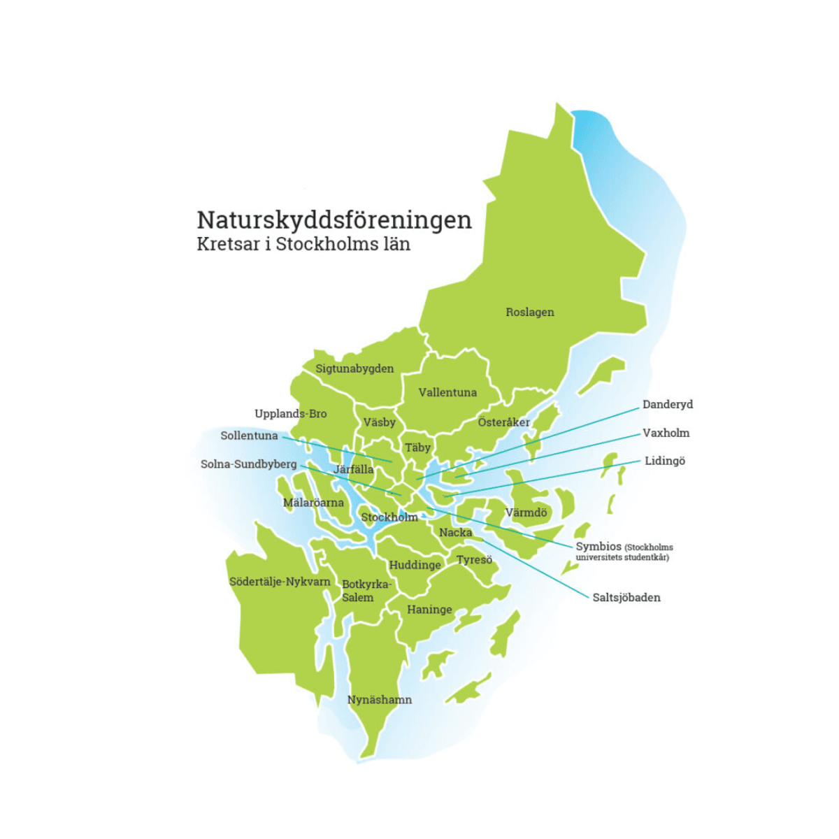 Karta över alla kretsar i Stockholms län